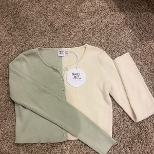 new with tags, super cute green and cream, button up